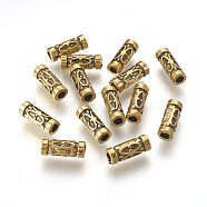 Tibetan Style Beads, Zinc Alloy Beads, Antique Golden Color, Lead Free & Cadmium Free, Tube, 13x5mm, Hole: 2.5mm(X-GLF0843Y)