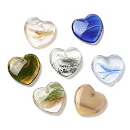 Glass Pendants, Imitation Gemstone, Heart Charms, Mixed Color, 29x30x8mm, Hole: 1.6mm(GLAA-B012-33B)