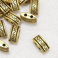 Tibetan Style Multi-Strand Links, Two Hole Carrier Beads, Rectangle, Cadmium Free & Nickel Free & Lead Free, Antique Golden, 5x10x4mm, Hole: 1.5mm(TIBEB-AB0781Y-AG-NF)