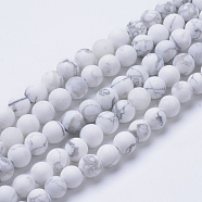 Natural Howlite Beads Strands, Frosted Style, Round, 6~6.5mm, Hole: 1mm, about 63pcs/strand, 15.5"(X-G-T055-6mm-02)