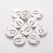 Non-Tarnish 201 Stainless Steel Charms, Flat Round with Number, Num.6, 12mm(STAS-Q201-T087-6)