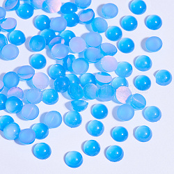 Resin Cabochons, Nail Art Decoration Accessories, Half Round, Dodger Blue, 6x3mm(MRMJ-T026-01C)