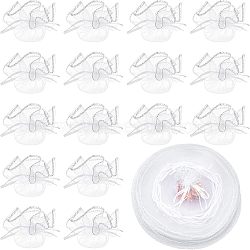 Organza Bags, with Sequins, Gift Bags, Round, White, 26.2cm(OP-NB0001-12C)