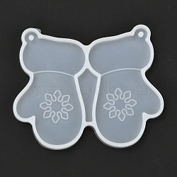 Christmas Themed DIY Pendant Silicone Molds, Resin Casting Molds, Clay Craft Mold Tools, Gloves Shape, White, 61x74x3.5mm, Hole: 2mm, Inner Diameter: 57.5x35mm(DIY-P030-32)