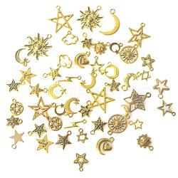 Alloy Pendants, Star and Moon, Antique Golden, 10~30mm, 50pcs/bag(MOST-PW0001-039A)