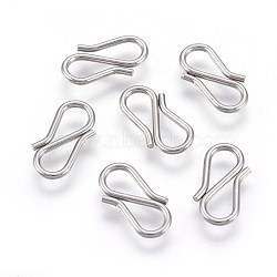 Tarnish Resistant 304 Stainless Steel S-Hook Clasps, Stainless Steel Color, 12.5x6x1mm(STAS-O118-67P)