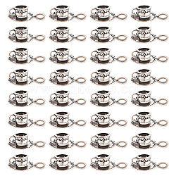 50Pcs Coffee Cup Tibetan Style Alloy Pendants, Cadmium Free & Lead Free, Antique Silver, 26x18.5x10mm, Hole: 2.5x4.5mm(TIBEP-DC0001-02)