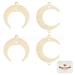 20Pcs 2 Styles Brass Connector Charms, Long-Lasting Plated, Crescent Moon Links, Real 14K Gold Plated, 19~22x16.5~18x1mm, Hole: 1.2mm, 10pcs/style(KK-BBC0011-66)