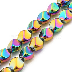 Full Plated Electroplate Glass Beads Strands, Faceted Polygon, Colorful, 7.5x6x6.8mm, Hole: 1mm, about 90pcs/strand, 26.85 inch(68.2cm)(EGLA-G037-04A-FP06)