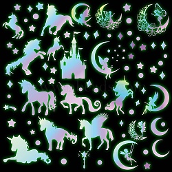 PVC Plastic Luminous Wall Stickers, Glow in The Dark Wall Decoration, Unicorn Pattern, 600x300mm(DIY-WH0384-002)