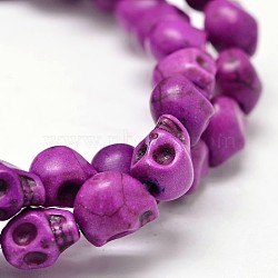 Dyed Synthetic Turquoise Bead Strands, Skull, Medium Orchid, 10x8x10mm, Hole: 1mm, about 38~40pcs/strand, 15~15.5 inch(G-M145-09-B)