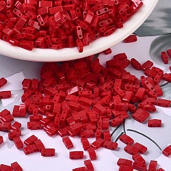 MIYUKI Half TILA Beads, Japanese Seed Beads, 2 Hole, (HTL408) Opaque Red, 5x2.3x1.9mm, Hole: 0.8mm, about 12500pcs/500g(SEED-MY05-HTL408)