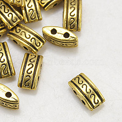 Tibetan Style Multi-Strand Links, Two Hole Carrier Beads, Rectangle, Cadmium Free & Nickel Free & Lead Free, Antique Golden, 5x10x4mm, Hole: 1.5mm(TIBEB-AB0781Y-AG-NF)