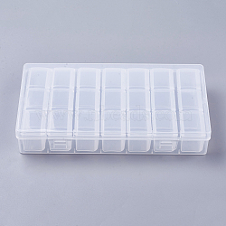 Polypropylene Plastic Bead Containers, Flip Top Bead Storage, Removable, 21 Compartments, Rectangle, Clear, 20x11x3.6cm, 3 Compartments: about 10.15x2.6x3.1cm, 21 Compartments/box(CON-I007-02)