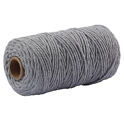100M 2-Ply Cotton Thread, Macrame Cord, Decorative String Threads, for DIY Crafts, Slate Gray, 3mm(PW-WG54396-06)
