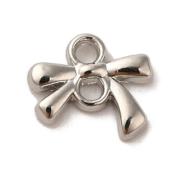 Alloy Connector Charms, Bowknot, Platinum, 9.5x10x1.7mm, Hole: 1.5mm(PALLOY-P298-01P)