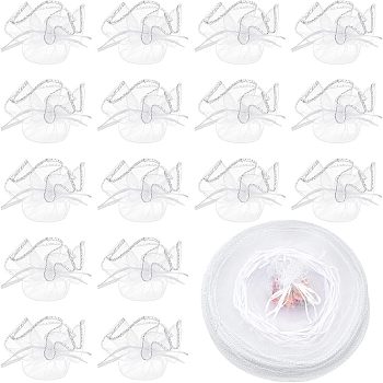 Organza Bags, with Sequins, Gift Bags, Round, White, 26.2cm