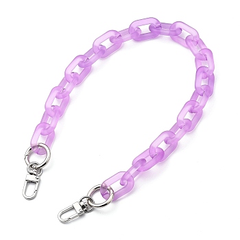 Bag Handles, with Transparent Acrylic Linking Rings, Platinum Tone Alloy Spring Gate Rings and Zinc Alloy Swivel Clasps, for Bag Straps Replacement Accessories, Purple, 19.8 inch(50.5cm)