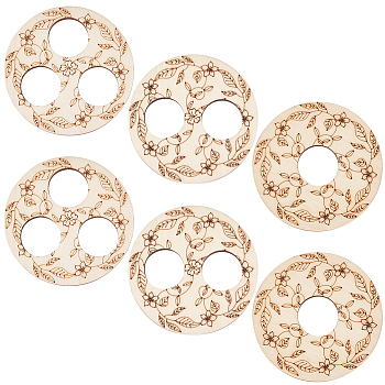 2 Sets Plywood Candle Wick Holders, Centering Devices for Candle Making, Round, Blanched Almond, 7.5x0.5cm, Inner Diameter: 2.3cm, 3pcs/set