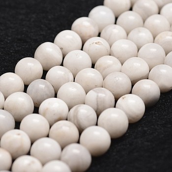 Natural White Crazy Lace Agate Bead Strands, Round, White, 6mm, Hole: 1mm, about 61pcs/strand, 14.9 inch~15.1 inch