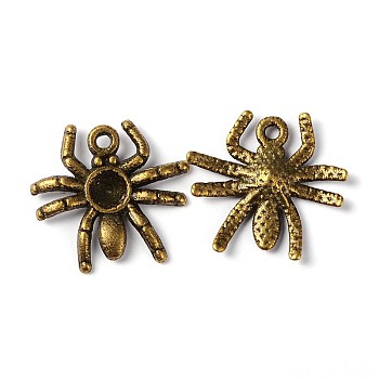 Halloween Jewelry Tibetan Style Alloy Pendants, Cadmium Free & Nickel Free & Lead Free, Spider, Antique Bronze Color, about 17.5mm long, 19mm wide, 3mm thick, hole: 1.5mm