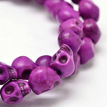 Dyed Synthetic Turquoise Bead Strands, Skull, Medium Orchid, 10x8x10mm, Hole: 1mm, about 38~40pcs/strand, 15~15.5 inch