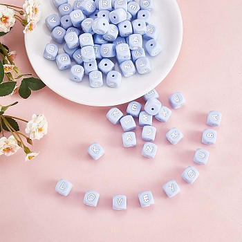 20Pcs Blue Cube Letter Silicone Beads 12x12x12mm Square Dice Alphabet Beads with 2mm Hole Spacer Loose Letter Beads for Bracelet Necklace Jewelry Making, Letter.K, 12mm, Hole: 2mm