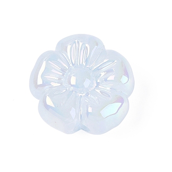 UV Plating Opaque Acrylic Beads, Flower, Iridescent, Azure, 19x19.5x9.5mm, Hole: 2.8mm