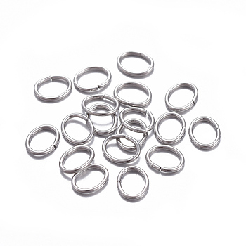 Tarnish Resistant 304 Stainless Steel Jump Rings, Open Jump Rings, Oval, Stainless Steel Color, 22 Gauge, 5x4x0.6mm, Inner Diameter: 3x4mm