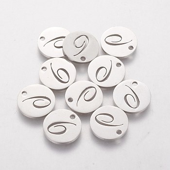 Non-Tarnish 201 Stainless Steel Charms, Flat Round with Number, Num.6, 12mm