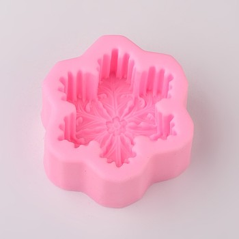 Snowflake Design DIY Food Grade Silicone Molds, Fondant Molds, For DIY Cake Decoration, Chocolate, Candy, UV Resin & Epoxy Resin Jewelry Making, Random Single Color or Random Mixed Color, 80x31mm, Inner Size: 67mm