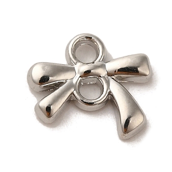 Alloy Connector Charms, Bowknot, Platinum, 9.5x10x1.7mm, Hole: 1.5mm