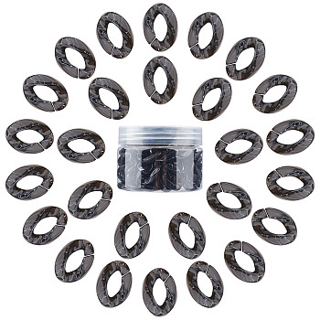 Gorgecraft Acrylic Linking Rings, Quick Link Connectors, For Curb Chains Making, Imitation Gemstone Style, Twist, Black, 23x16.5x5.5mm, Hole: 11.5x6mm, 100pcs/box