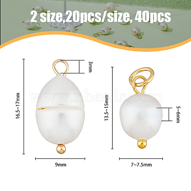 Hobbiesay 40pcs 2 styles pendentifs en perles de culture d'eau douce naturelles(PEAR-HY0001-02)-2
