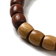 bracelet extensible en perles de bois de santal bicolore avec breloque chat en résine pour femmes(BJEW-B080-14)-3