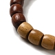 Two Tone Sandalwood Beaded Stretch Bracelet with Resin Cat Charm for Women(BJEW-B080-14)-3