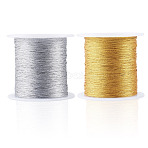 2 Rolls 2 Colors 3-Ply Round PET Metallic Thread, Mixed Color, 0.1mm, 1 roll/color(MCOR-TA0001-03A)