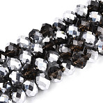 Electroplate Glass Beads Strands, Half Pearl Luster Plated, Faceted, Rondelle, Light Grey, 8x6mm, Hole: 1mm, about 60~62pcs/strand, 39~40cm(GR8MMY-01S)