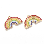 Alloy Enamel Pendants, Cadmium Free & Lead Free, Rainbow, Light Gold, Colorful, 21x32.5x1.5mm, Hole: 1.5mm(ENAM-S115-030)