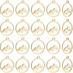201 Stainless Steel Laser Cut Pendants, Mountain, Golden, 17x14.5x1mm, Hole: 1.5mm, 20pcs/box(STAS-UN0038-97)