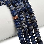 Natural Sodalite Beads Strands, Faceted, Hexagon, 6x6x3mm, Hole: 0.8mm, about 108pcs/strand, 14.72~14.80''(37.4~37.6cm)(G-G317-A17-3x6mm)