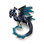 Dragon Enamel Pin Brooches, Antique Silver Alloy Rhinestone Badge for Backpack Clothes, Turquoise, 56x41x17mm, Hole: 5x3.5mm(X1-JEWB-F027-04)