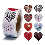 Heart Shaped Stickers Roll, Valentine's Day Sticker Adhesive Label, for Decoration Wedding Party Accessories, Colorful, 25x25mm, 500pcs/roll(DIY-K027-A14)