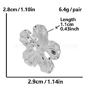 304 Stainless Steel Fashionable Flower Stud Earrings with Exaggerated Design and High-end Quality, Platinum, 28x29mm(KY9326-1)