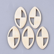 Undyed Natural Beech Wood Beads, Unfinished Wood, Half Drilled, Horse Eye, PapayaWhip, 48x25.5x5mm, Half Hole: 1mm(WOOD-N003-008)