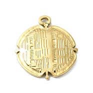 Ion Plating(IP) 304 Stainless Steel Pendants, Real 18K Gold Plated, Flat Round, 23.5x20.5x2.5mm, Hole: 1.5mm(STAS-B058-26G-05)