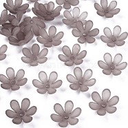 Transparent Acrylic Beads, Frosted, Flower, Dark Gray, 20.5x18.5x6.5mm, Hole: 2mm, about 857pcs/500g(MACR-S373-107-D02)