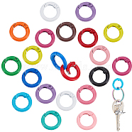 Elite 30Pcs 15 Colors Zinc Alloy Spring Gate Rings, Round Ring, Mixed Color, 20x3.5mm, 7 Gauge, Inner Diameter: 13mm, 2pcs/color(FIND-PH0006-47)