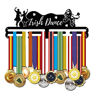 Iron Medal Holder Frame, Medals Display Hanger Rack, with Screws, Rectangle with Word Irish Dance, Electrophoresis Black, 150x400mm(ODIS-WH0022-010)