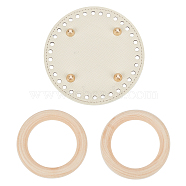 DIY PU Leather Bag Making Kits, Including PU Leather Bag Bottom, Resin Imitation Wooden Ring Handle, Light Yellow, 12.05x1.05cm, Hole: 5mm(DIY-WH0308-91)